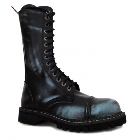 topánky kožené KMM 14 dierkové čierne/jeans