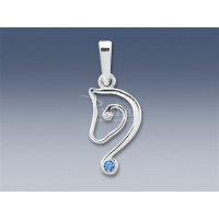 přívěsek hlava koně s modrým zirkonem SWAROVSKI malá