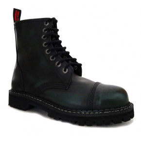 topánky kožené KMM 8 dierkové čierne/zelená