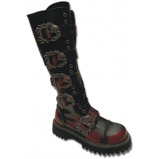 boty kožené KMM 20 černé/červená Skulls