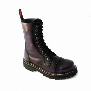 boty kožené KMM 10 dírkové černé/fialová