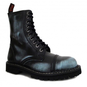 topánky kožené KMM 10 dierkové čierne/jeans