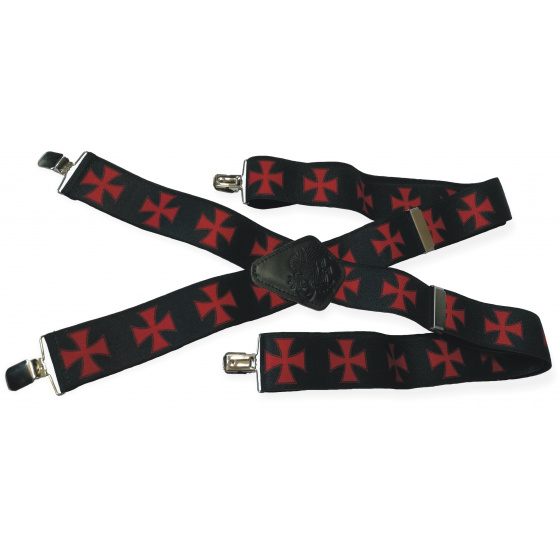 Kšandy 053 černé kříž červený