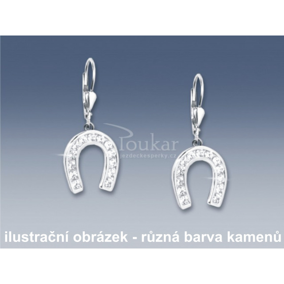 naušnice podkova visací s černými zirkony