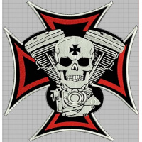 nášivka kříž + válce + lebka