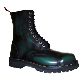 topánky kožené KMM 10 dierkové čierne/zelená