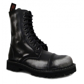 topánky kožené KMM 10 dierkové čierne/biela