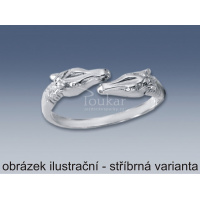 stříbrný pozlacený prsten dvě hlavy koně