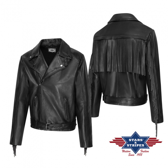 kožená bunda s třásněmi Liam