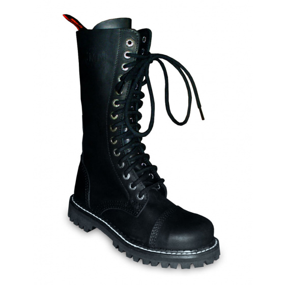 boty kožené KMM 14 dírkové crazy černé