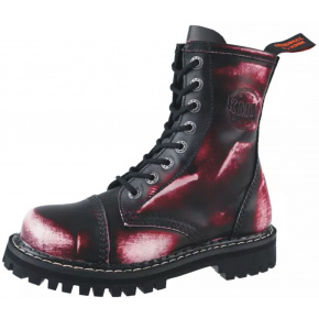 topánky kožené KMM 8 dierkové čierne/červená/biela