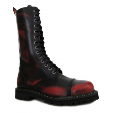 boty kožené KMM 14 dírkové černé/červená
