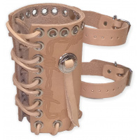 Držák nápoje BS kožený světle hnědý zdobení končak