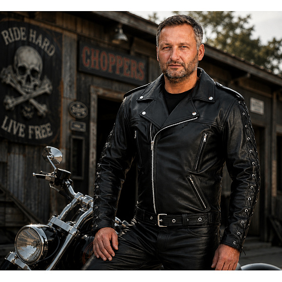 bunda F-J kožená na chopper