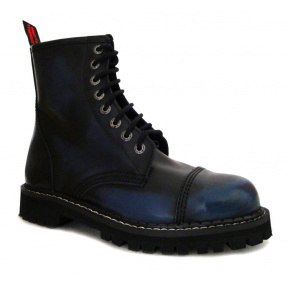 topánky kožené KMM 8 dierkové čierne/modrá