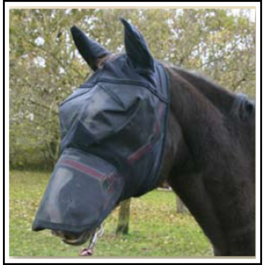 Maska proti hmyzu s ochrannou síťkou na uši a nozdry, z PVC